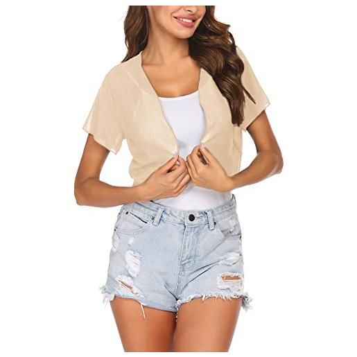 Zeagoo coprispalle da donna maniche corte chiffon festiva bolero elegante corto estivo cardigan trasparente leggero casual shrug grigio m