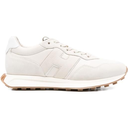 Hogan sneakers con suola rialzata e logo h - toni neutri