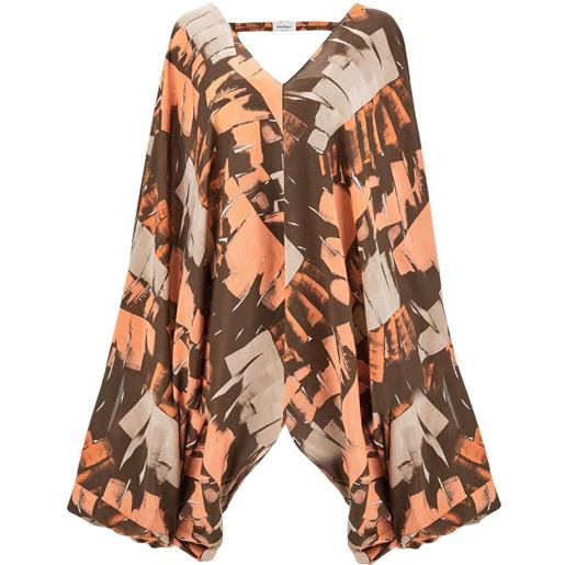 Ferragamo copricostume con stampa palm - arancione