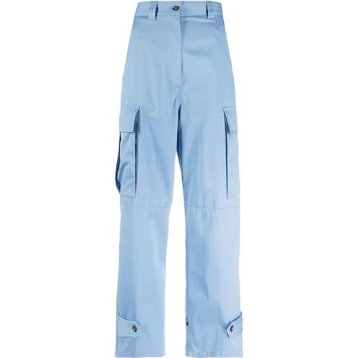 MSGM pantaloni crop a vita alta - blu
