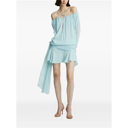 Celeste abito corto drappeggiato - blu