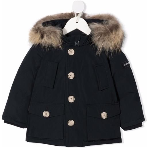 Woolrich Kids cappotto con bordo in finta pelliccia - blu
