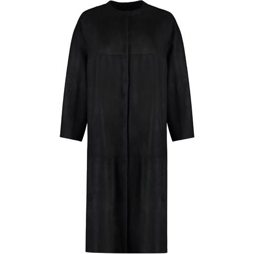 Salvatore Santoro cappotto monopetto in pelle scamosciata - nero