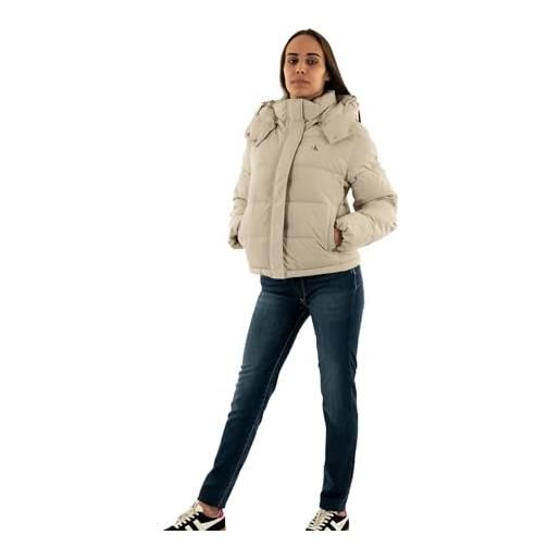 Calvin Klein donna piumino matte short puffer con cappuccio, beige (pelican), l