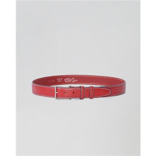 LeatherTrend.it daniel - cintura rossa in vera pelle con fantasia coccodrillo