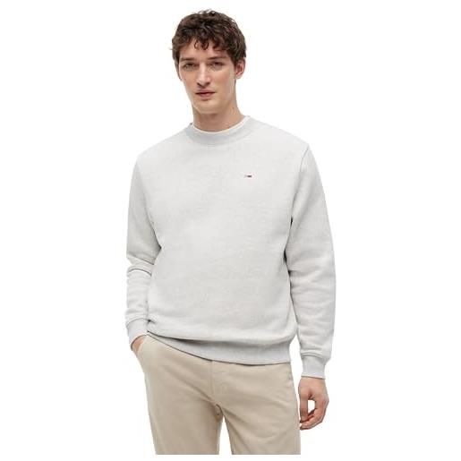 Tommy Jeans felpa pullover uomo tjm reg s flag crew dm0dm20741, verde (shadow pine), s