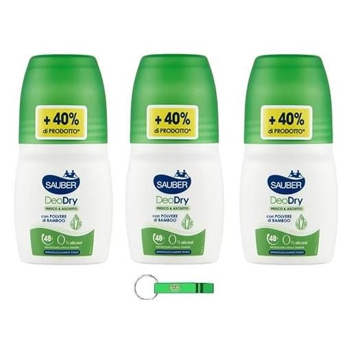 Beni Culinari 3 deodoranti puliti, deodorante roll-on - fresco e asciutto, 70 ml + portachiavi Beni Culinari gratuito