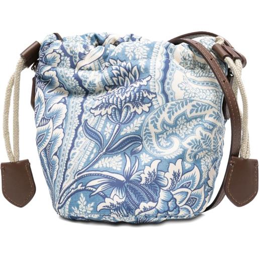 ETRO KIDS borsa a secchiello con coulisse e stampa paisley - blu