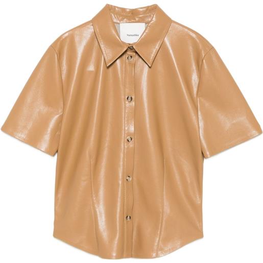 Nanushka camicia clare a maniche corte con abbottonatura - toni neutri