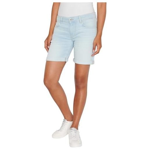 Pepe Jeans slim short mw, pantaloncini donna, blu (denim-rh6), 25w