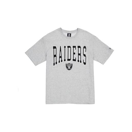 Las vegas raiders new era - maglietta oversize nfl con logo in raso, unisex, colore: grigio melange