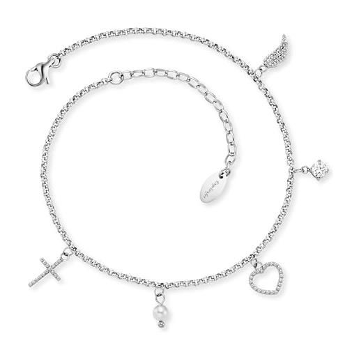 SERASAR Cavigliera in argento sterling [Infinity] nera 28 cm