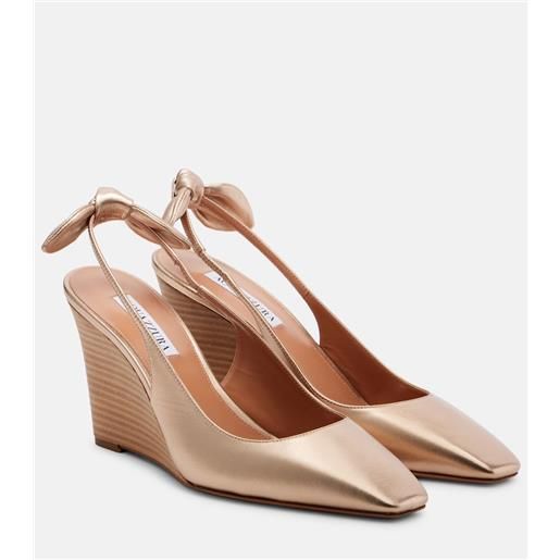 Aquazzura zeppe very bow tie 85 in pelle