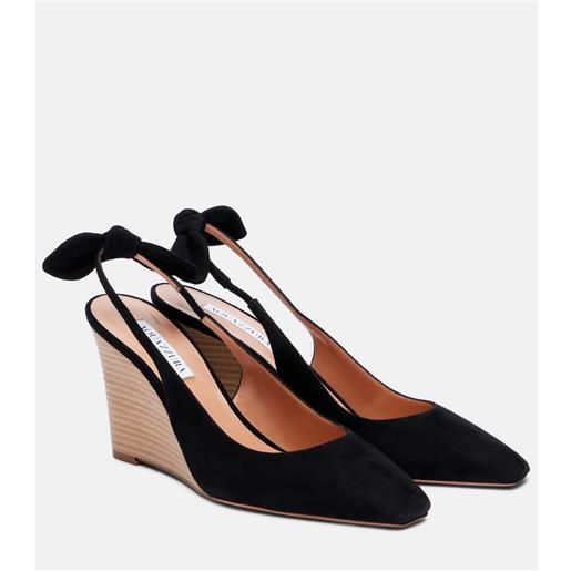 Aquazzura zeppe very bow tie 85 in suede