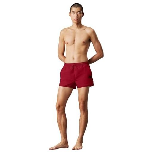 Calvin Klein uomo pantaloncino da bagno runner asciugatura rapida, rosso (quaint berry), m