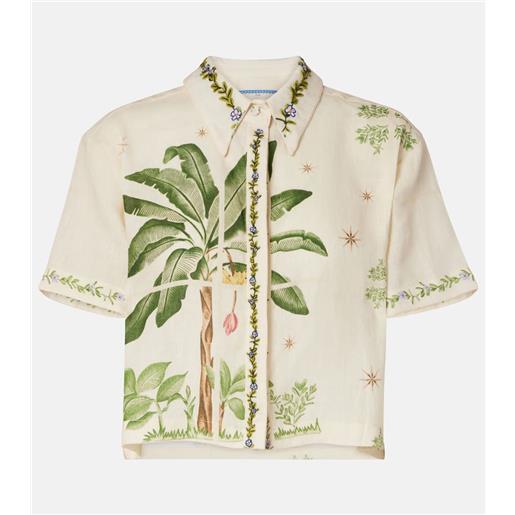 Agua by Agua Bendita camicia virtuosa wild in lino con ricamo