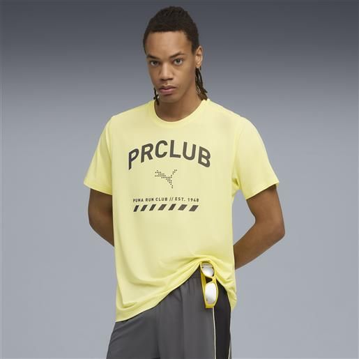 PUMA t-shirt in mesh con grafica run club da uomo, abbigliamento, giallo, s
