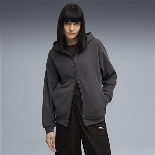 PUMA felpa con zip integrale e cappuccio yona da donna, abbigliamento, grigio, xxs