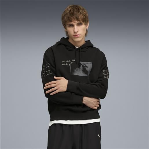 PUMA felpa con cappuccio graphic forest da uomo, accessori, nero, xl