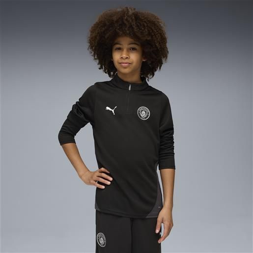 PUMA top da training con zip corta manchester city per ragazzi, abbigliamento, nero, 15-16y