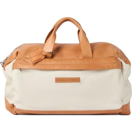 Brunello Cucinelli borsone in pelle - toni neutri