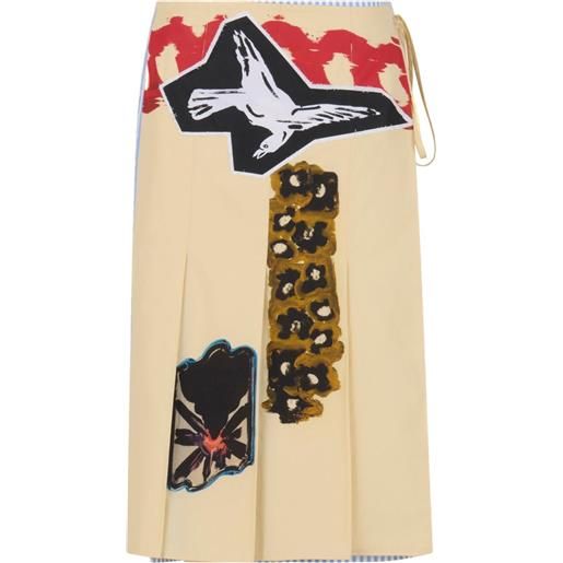 Marni set in cotone con gonna e stampa grafica - toni neutri