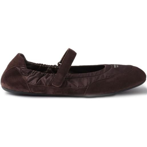 Prada ballerine collapse in pelle scamosciata - marrone