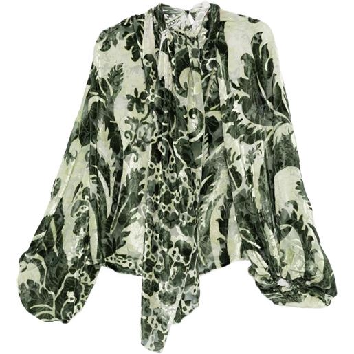 F.R.S For Restless Sleepers blusa a fiori con maniche a palloncino - verde