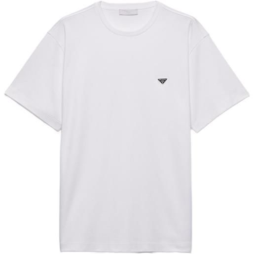 Prada t-shirt in cotone con logo - bianco