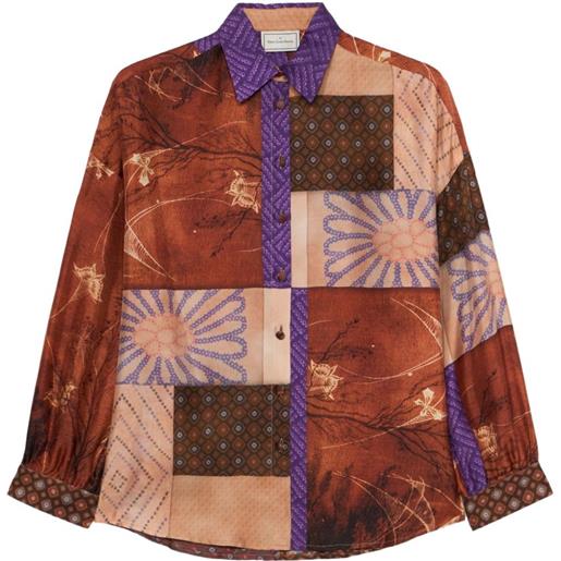 Pierre-Louis Mascia camicia con stampa patchwork - marrone
