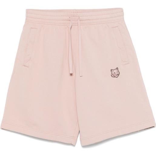 Maison Kitsuné shorts con applicazione bold fox head - rosa