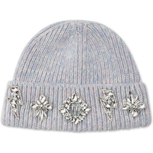 Philipp Plein berretto con spilla - blu