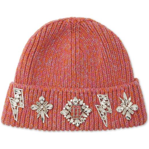 Philipp Plein berretto con spilla - rosa