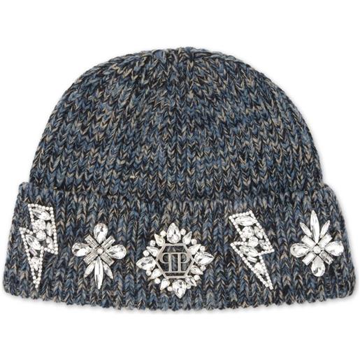 Philipp Plein berretto con spilla - blu