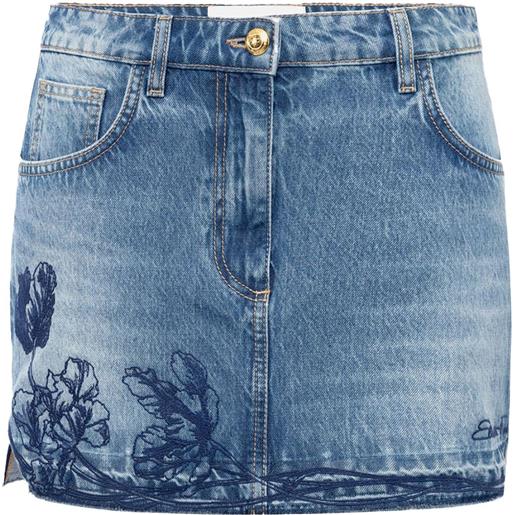 Elisabetta Franchi minigonna denim con ricamo - blu