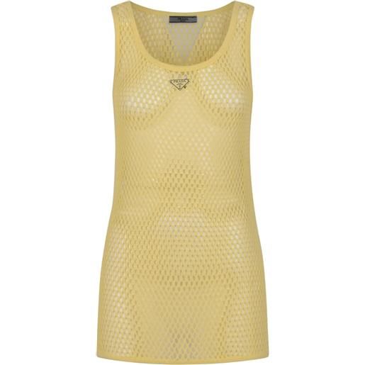 Prada canotta con inserti in rete - giallo