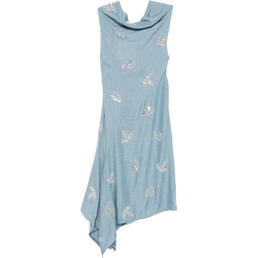 Marques'Almeida abito midi con scollo a v - blu