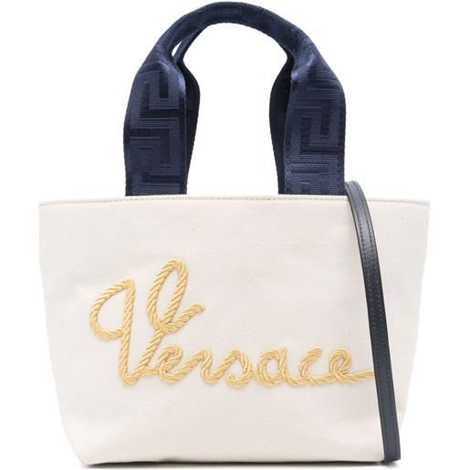 Versace Kids borsa tote con ricamo - toni neutri