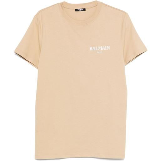 Balmain t-shirt in cotone con logo - toni neutri