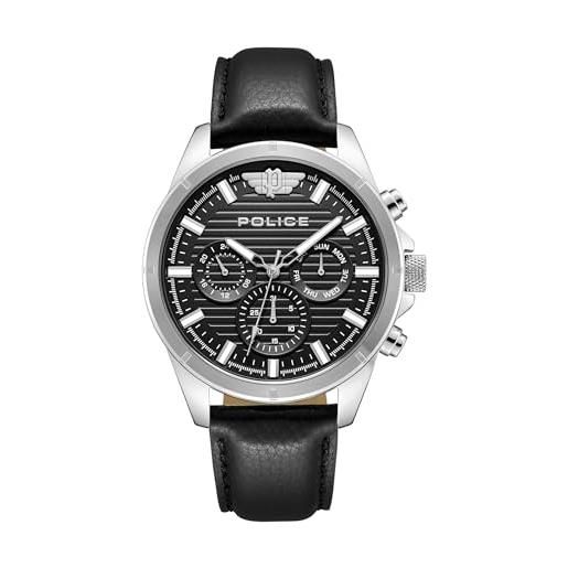 Police Orologio Uomo Analogico Al Quarzo – Cinturino Acciaio Inox 42 Mm, Datario, Modello P15923JSTB02, Elegante E Sportivo