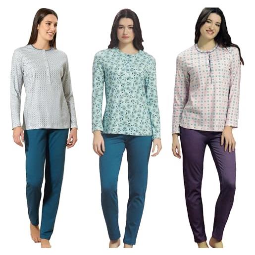 Linclalor pigiami donna caldo cotone misure dalla 46 alla 60 vari modelli. (it, numero, 50, regular, regular, 4451 argento)