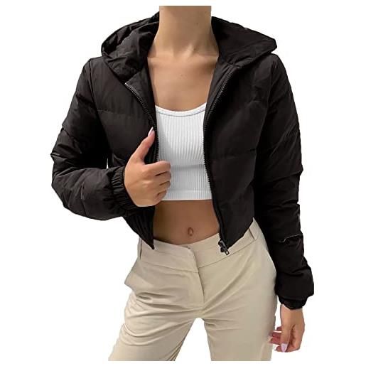 Gyaimxfu piumino donna 100 grammi mezza stagione avvitato trapuntato con cappuccio rimovibile taglie forti giubbino stagione donna ragazza tempo libero sport fitness outdoor basic casual