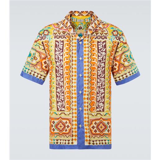 Etro camicia bowling in cotone con stampa