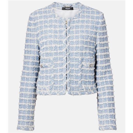 Versace giacca medusa in tweed di misto cotone