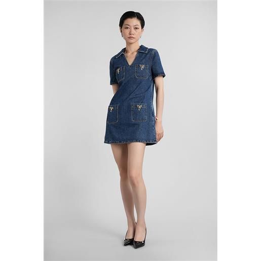 Self Portrait abito corto in cotone blu