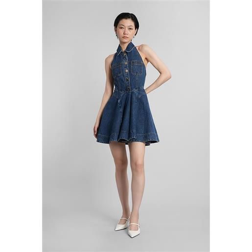 Self Portrait abito corto in cotone blu