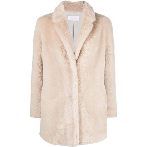 Yves Salomon cappotto monopetto con bordo in shearling - toni neutri