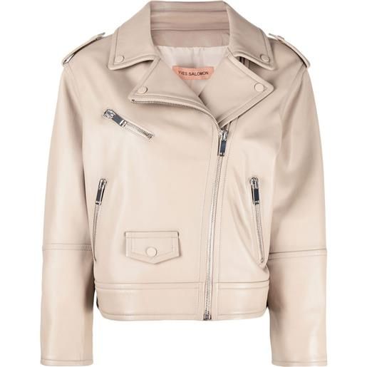 Yves Salomon giacca biker con zip - toni neutri