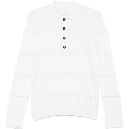 Eleventy polo a righe a maniche lunghe - bianco