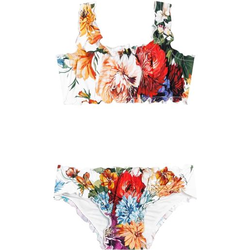 Dolce & Gabbana Kids bikini a fiori - bianco